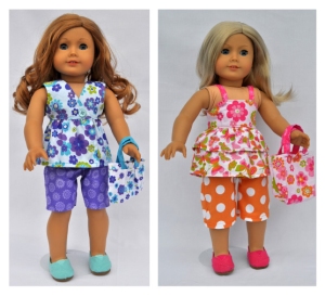 Completed 18" Doll Outfits in each Summer Fun color way